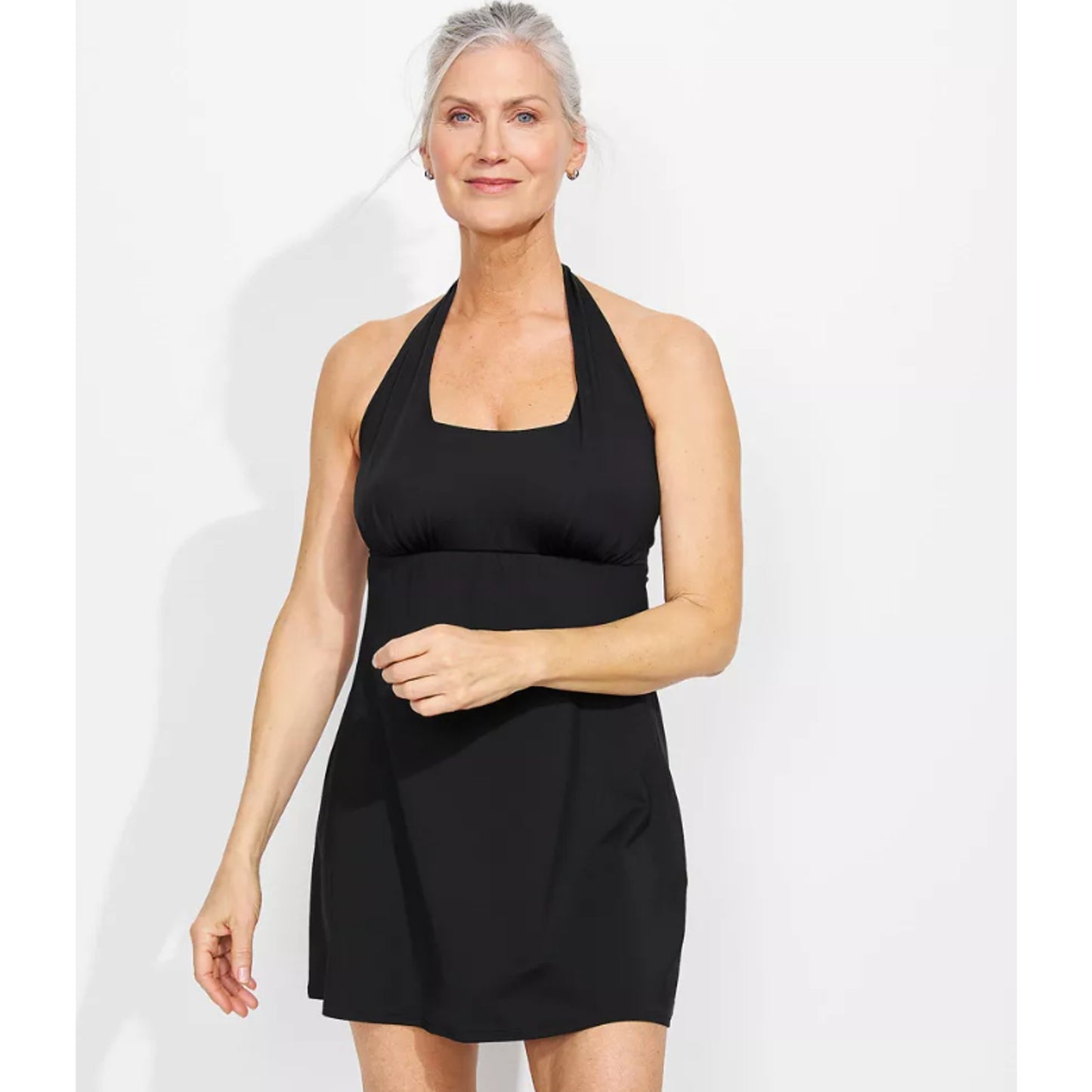 Lands' End Women's Halter One Piece Swimdress - Black XS