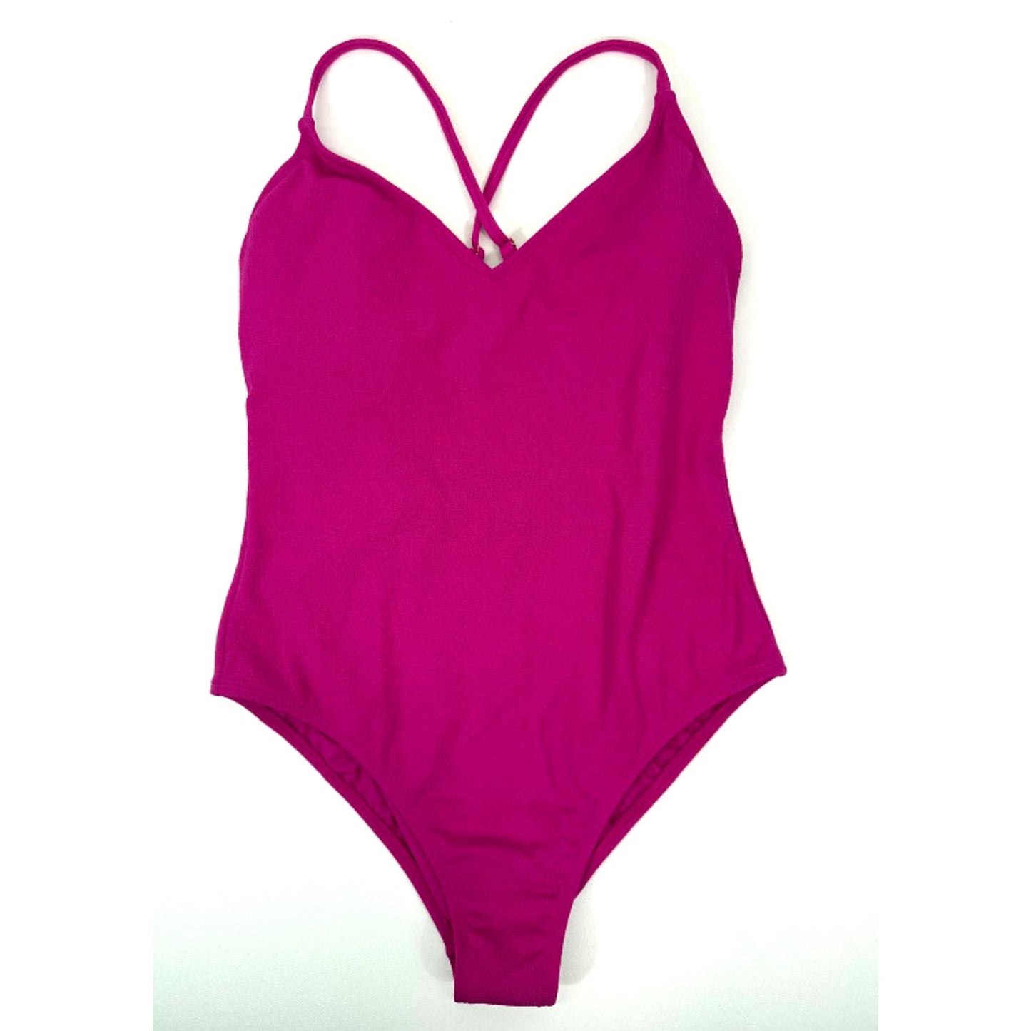 Women's Micro Crinkle V Neck Swimsuit - Shade & Shore Dark Pink Medium 8-10