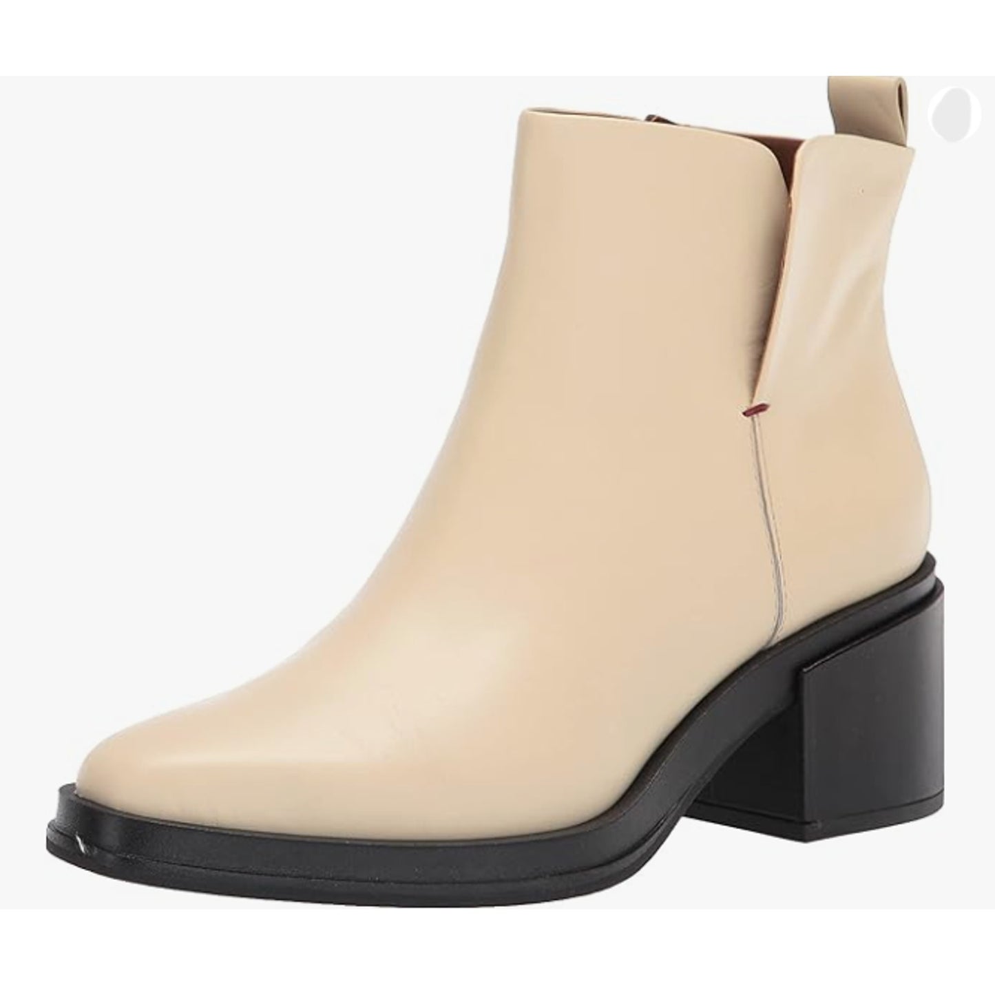 Franco Sarto Womens Dalden Beige Leather Ankle Booties Sz 6.5 M Block Heel Zip