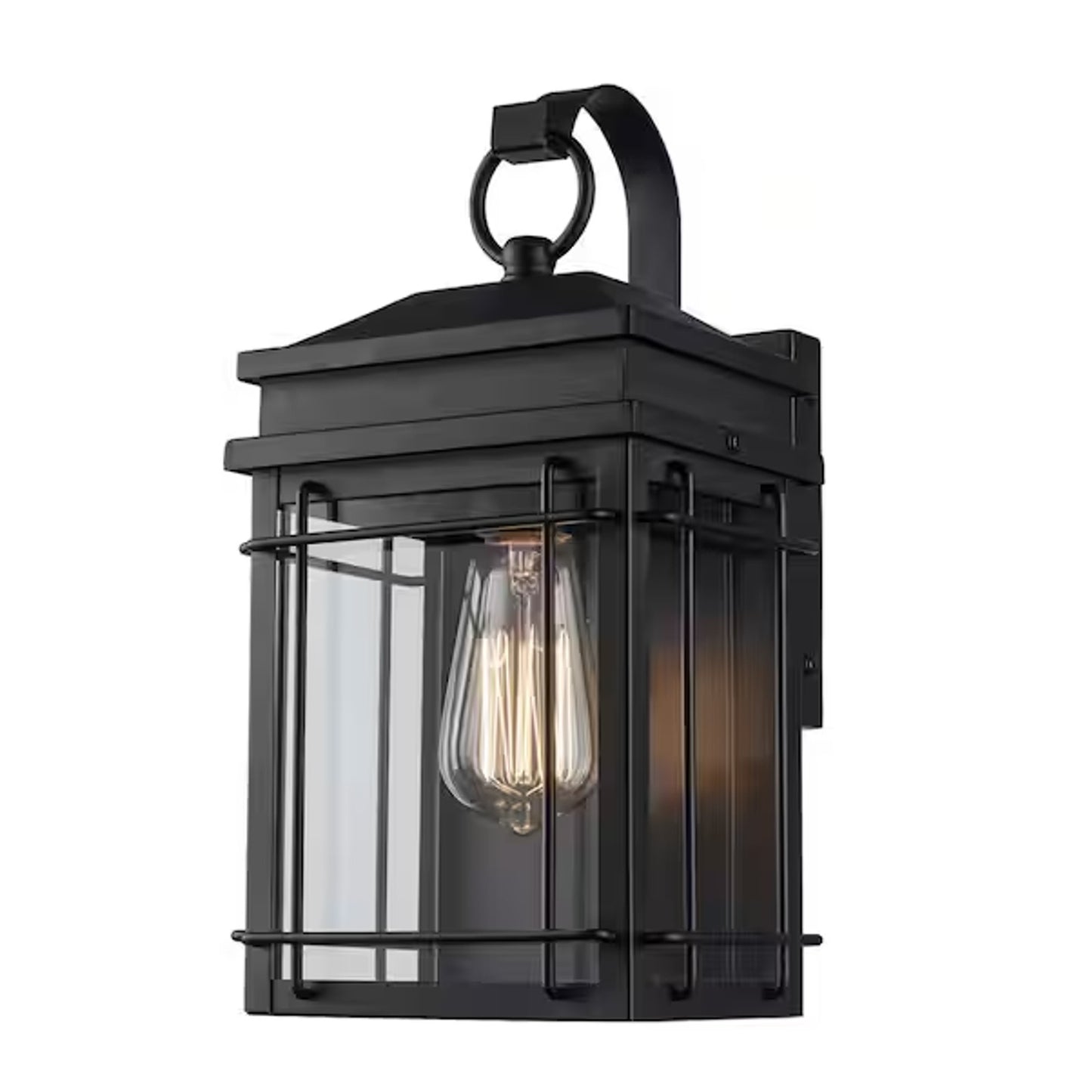 Broward 13 in. 1-Light Black Outdoor Hardwired Wall Lantern Sconce Light Fixture
