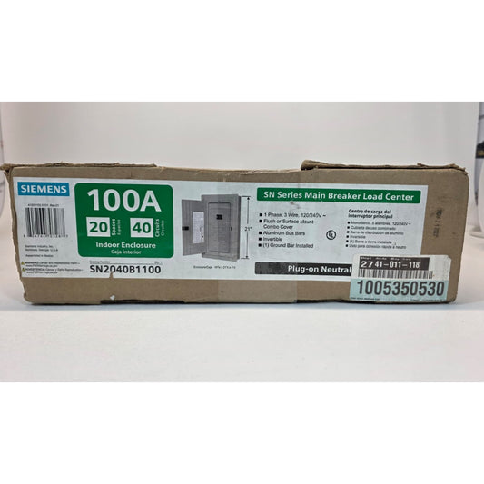 Siemens SN Series 100 Amp 20-Space 40-Circuit Indoor Main Breaker Load Center