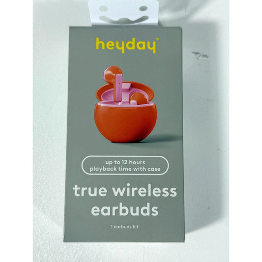 Heyday True Wireless Earbuds W/Rechargeable Case Micro USB Charging Cable Orange