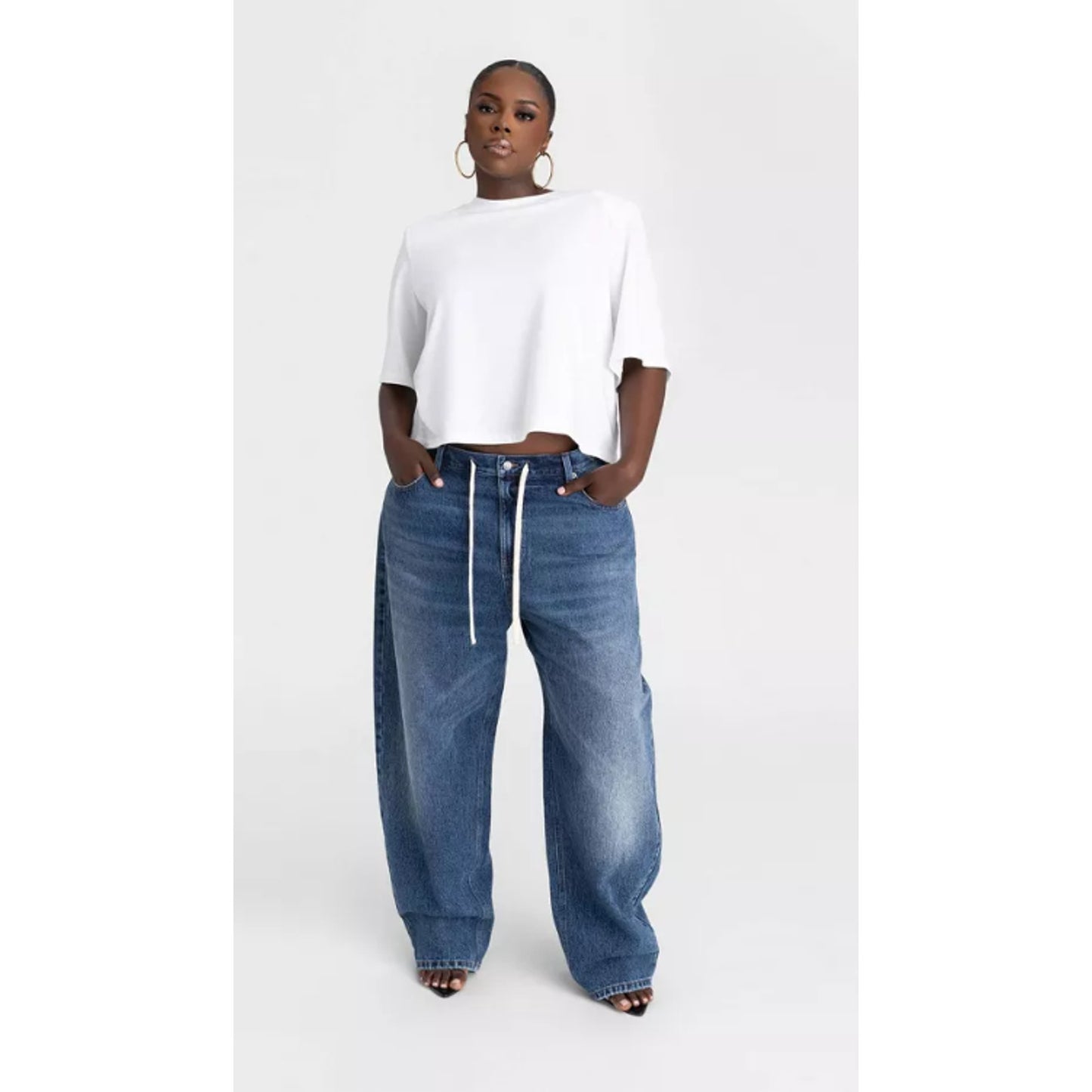 KBB by KAHLANA Women's Mid-Rise Barrel Leg 'The Lynnox Jean' - Dark Wash 22