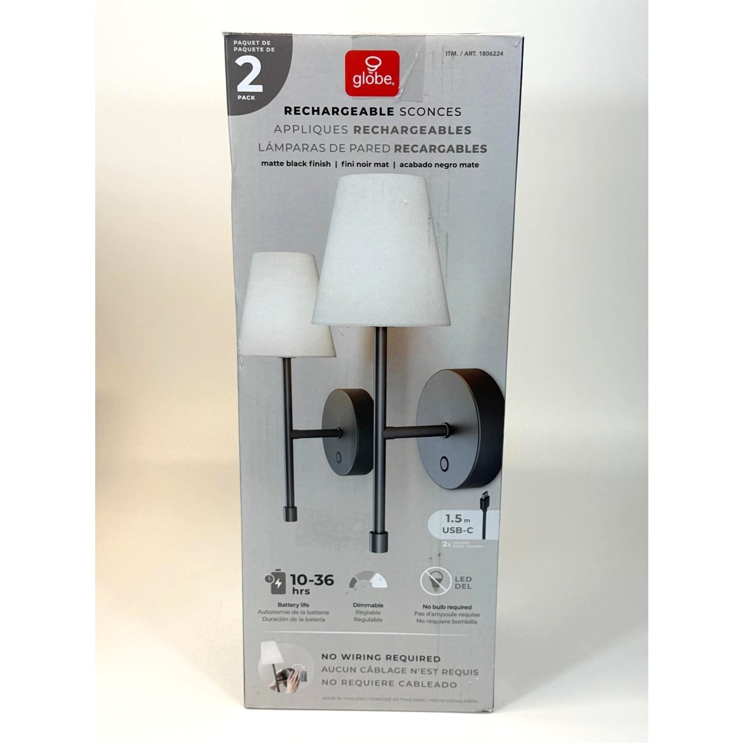 Globe Electric Wireless Rechargeable LED Integrated Wall Sconce (2 Pack)