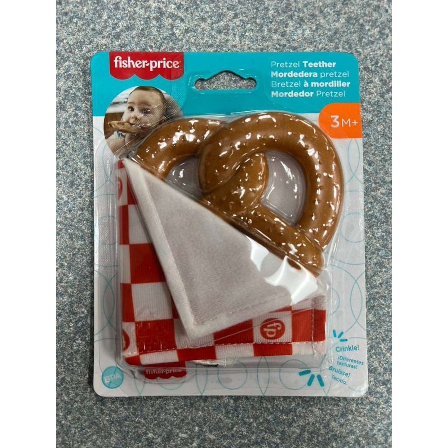 NEW Fisher Price Tiny Treats Pretzel Teether Gift Food Themed Baby Toy