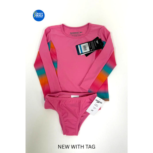 Speedo Girl's Uv Swim Shirt Long Sleeve Rashguard Set 2T