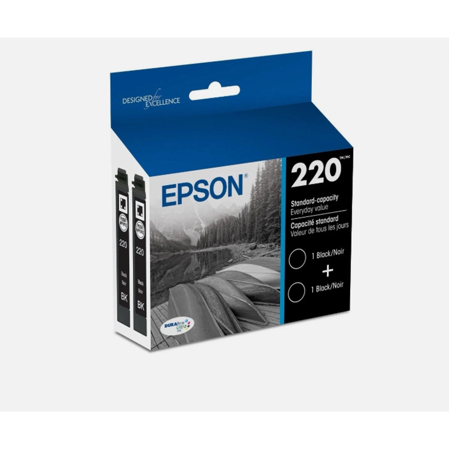 Genuine Epson 220 Durabrite Ultra Twin Pack Black Ink Cartridge 2 Pack Exp:2027
