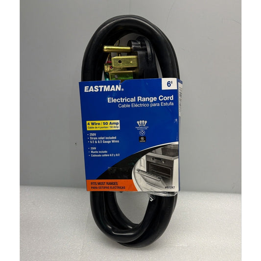 6 FT Electric Range Cord 50 Amp 4-Prong Wire 61247 Power Cable Replacement