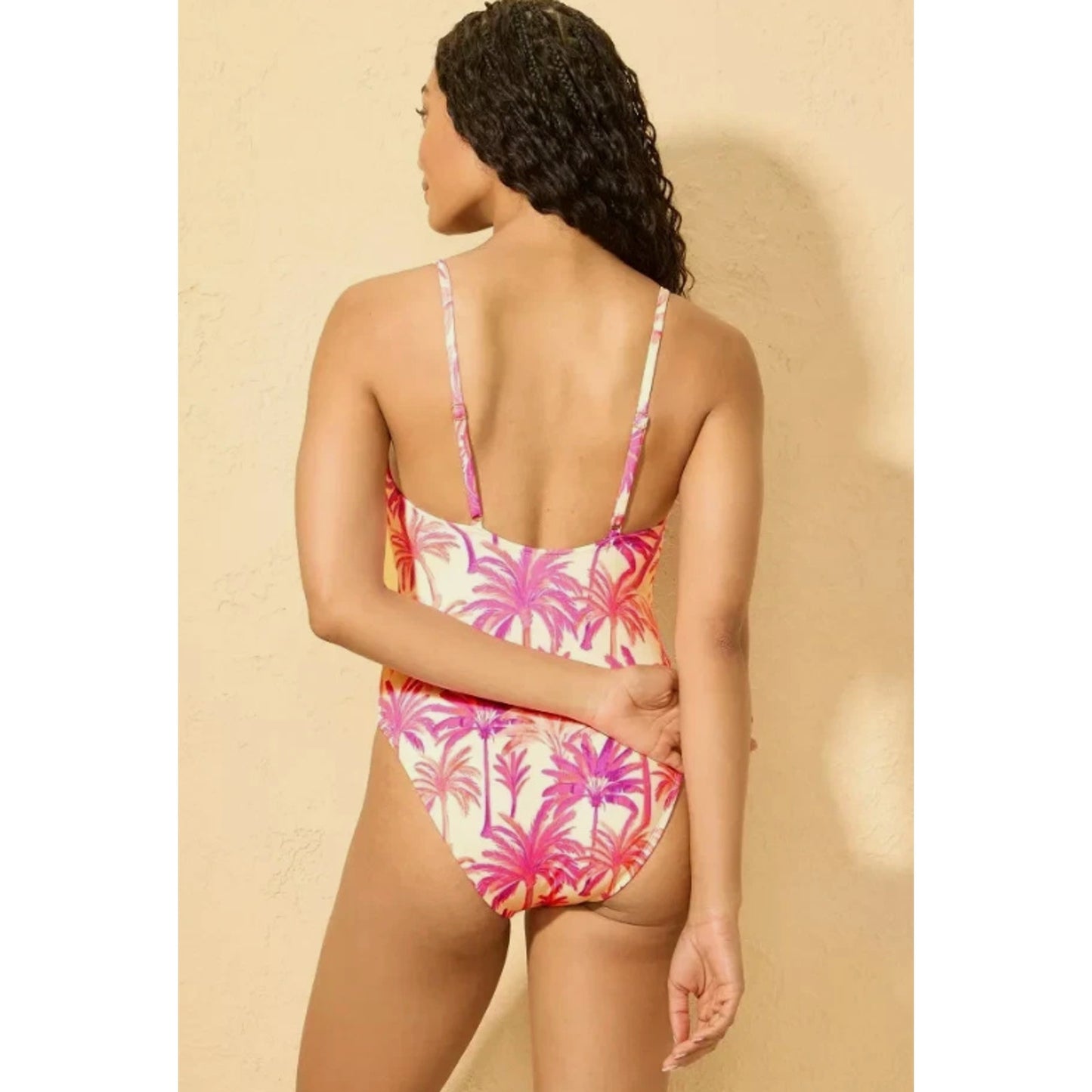 Women's Textured Palm Print High Leg Cheeky Swimsuit - Shade & Shore XS 0-2