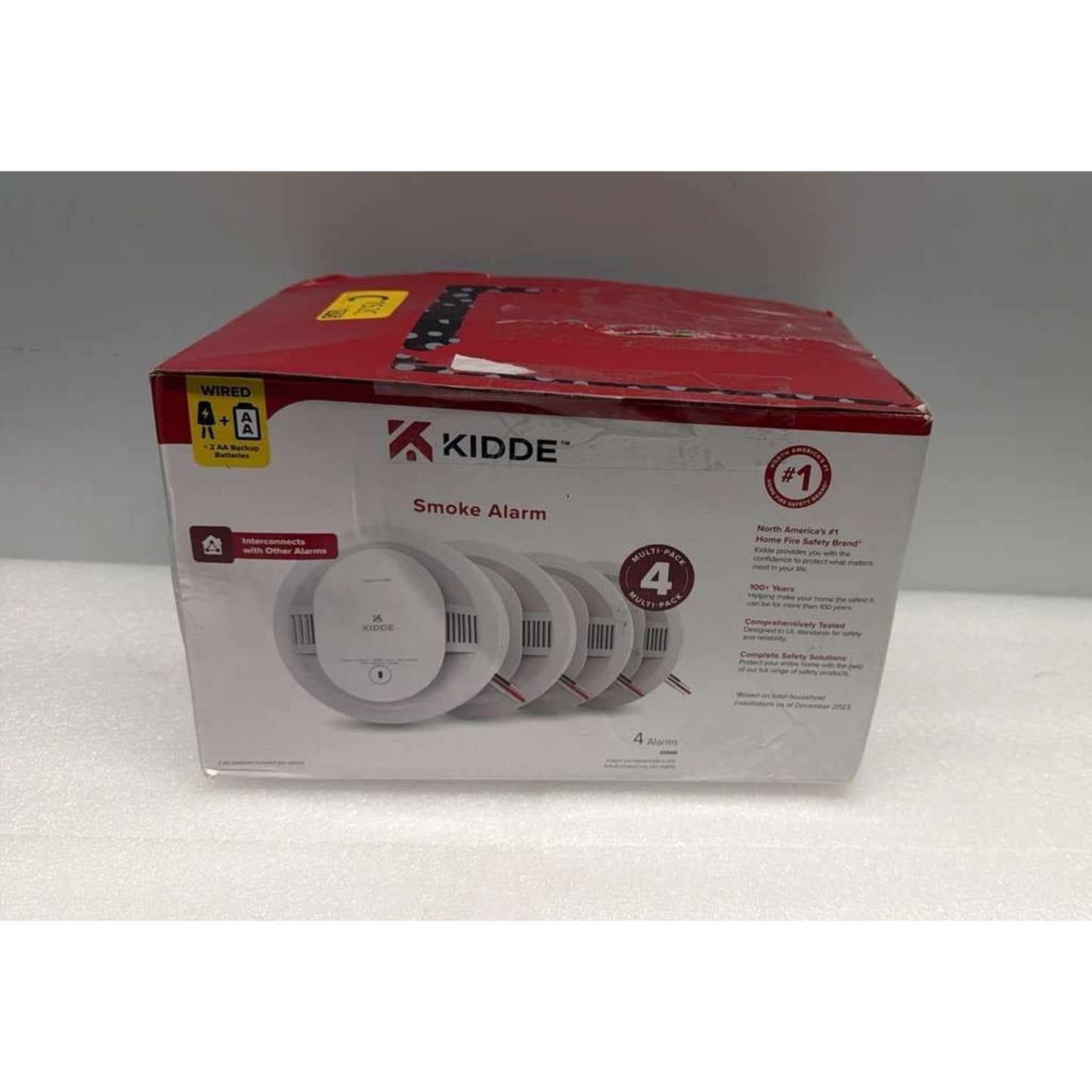 KIDDE 20SAR Smoke Alarm Hardwired Interconnected w/Backup 2 AA Battery - 4 Pack