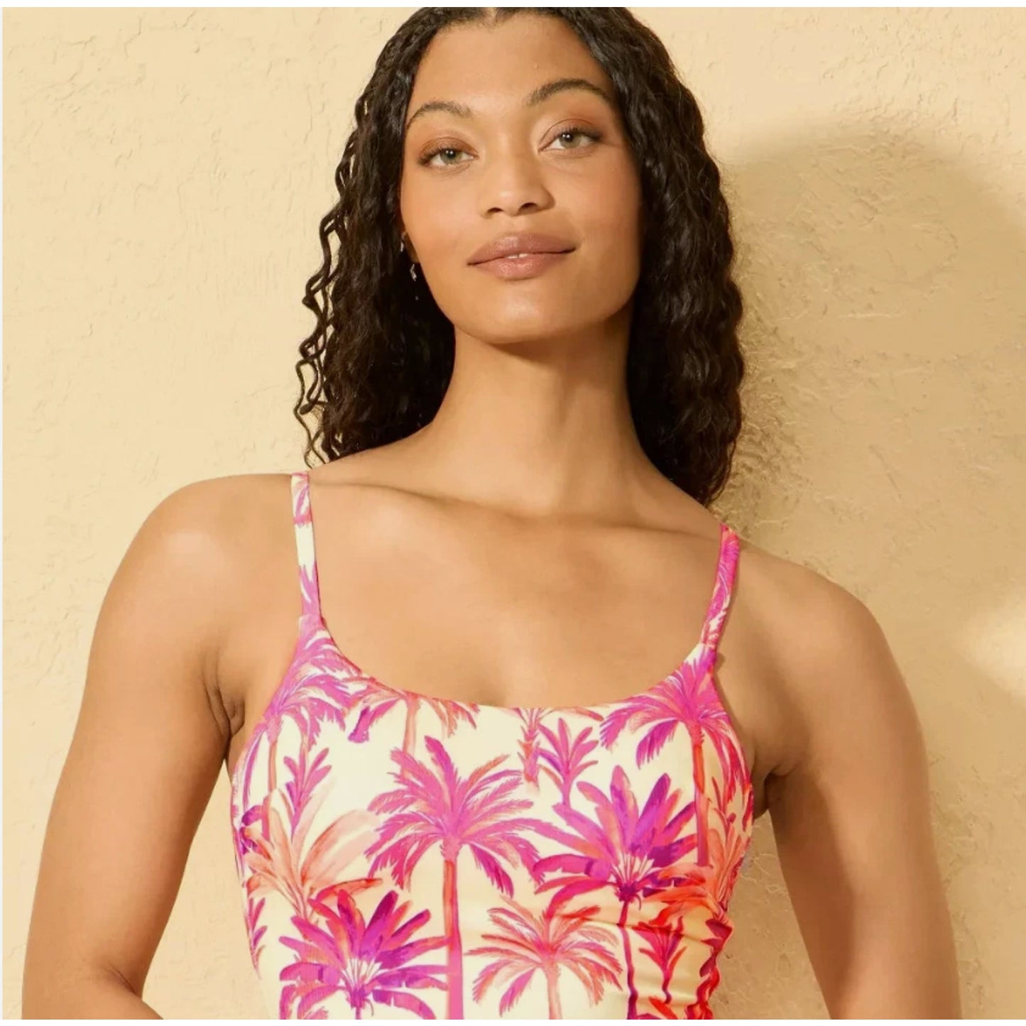 Women's Textured Palm Print High Leg Cheeky Swimsuit - Shade & Shore XS 0-2