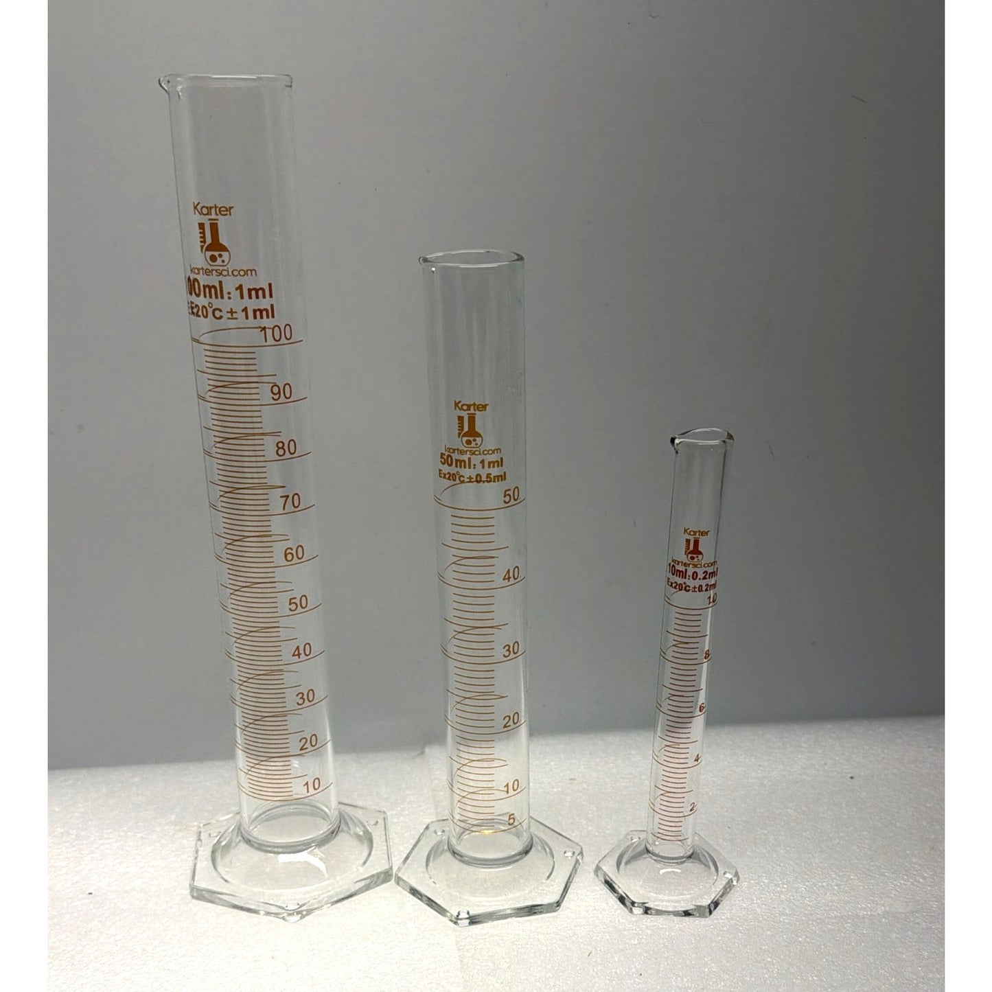 213C2 Glass Graduated Cylinder 3 Piece Set 10, 50 & 100ml