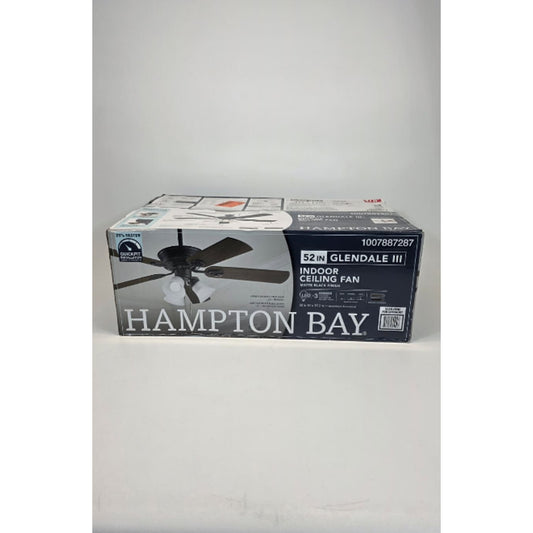 Hampton Bay Glendale III 52 LED Indoor Matte Black Ceiling Fan Light Pull Chains