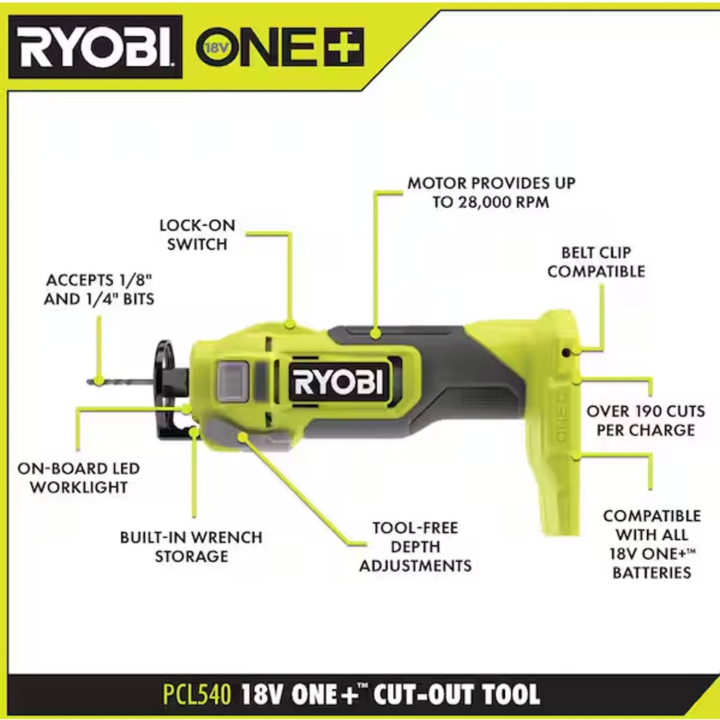 RYOBI PCL540B - 18V Cut-Out Tool (No Battery)