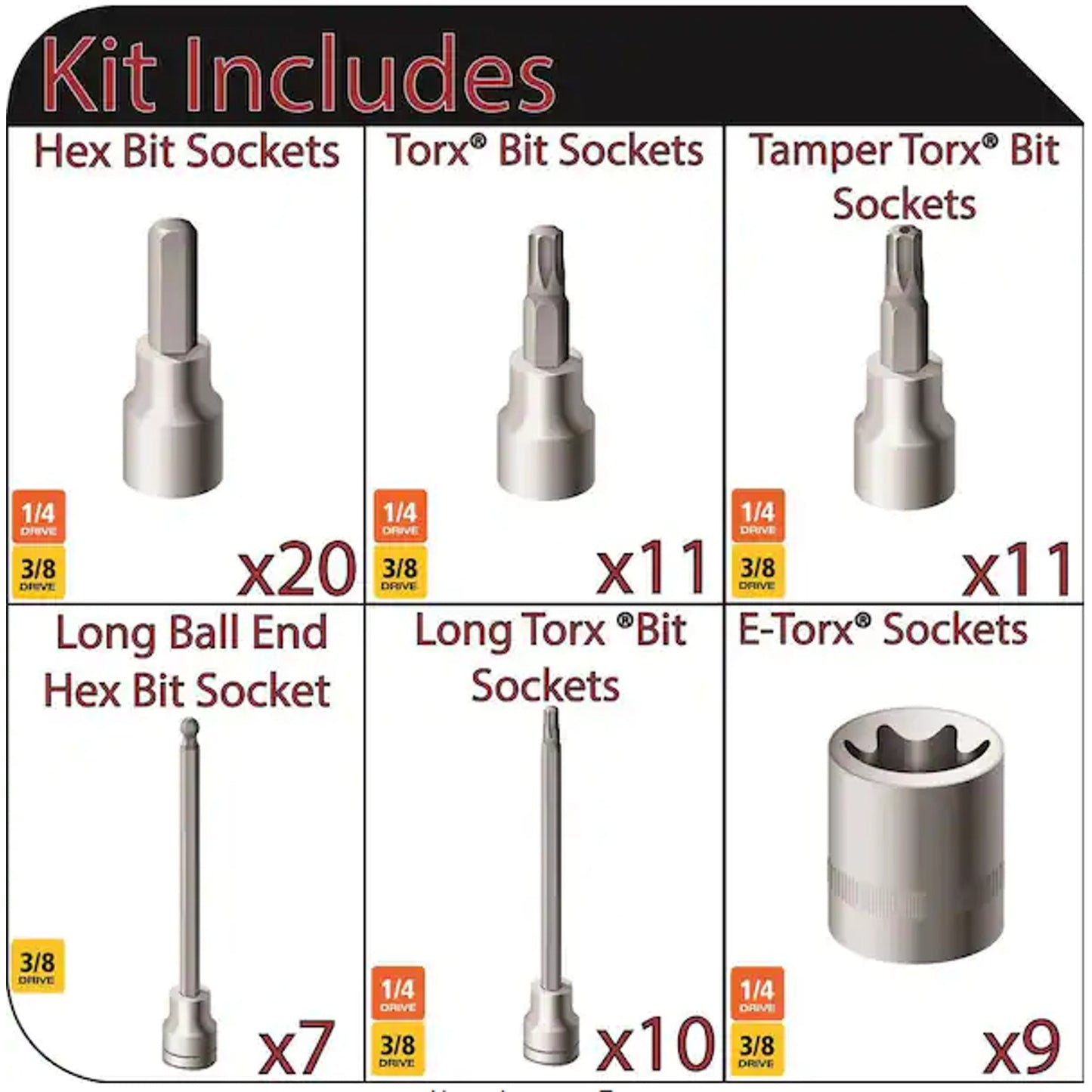Master Hex and Torx Bit Socket Set (68-Piece) 037103335999