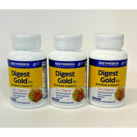 Enzymedica Digest Gold Maximum Strength 90 Capsules Lot of 3 Exp 07/2027 ATPro