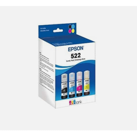 Epson 522 4pk Combo Color Ink Bottles - Black/Cyan/Magenta/Yellow, 010343942066