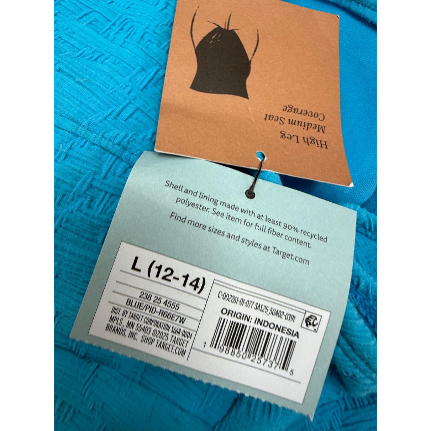Women's Jacquard Textured Regular Leg Swimsuit - Shade & Shore Blue Large 12-14