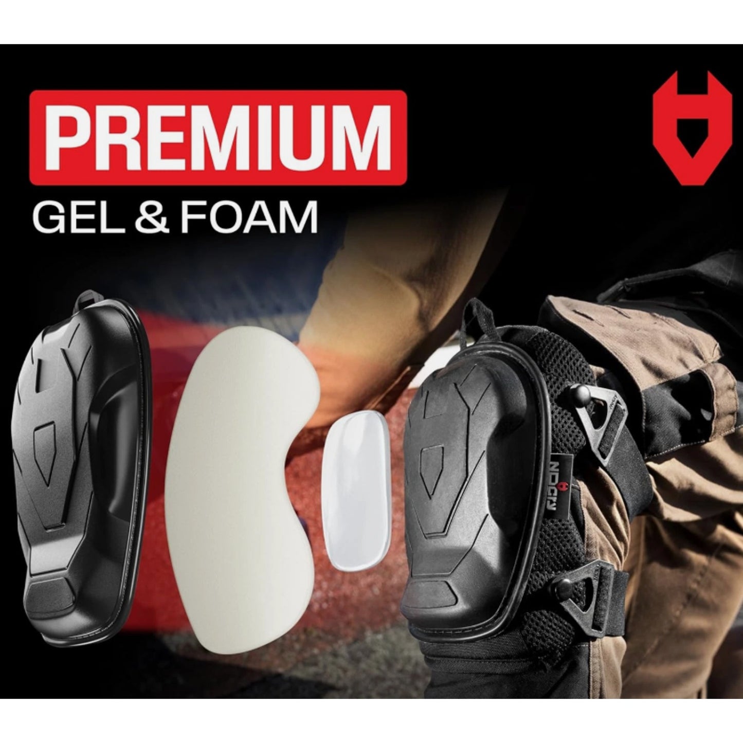 NoCry Professional Construction Knee Pads for Men and Women One Size, Black