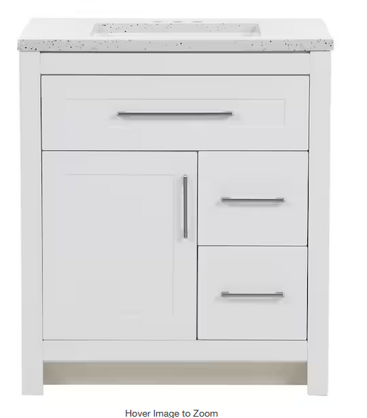 Clady 31 in. Single Sink White Bath Vanity with Silver Ash Cultured Marble Top (Assembled)