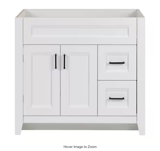 Ridge 36 in. W x 22 in. D x 34 in. H Bath Vanity Cabinet without Top in White