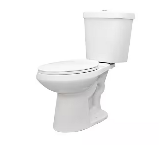 12 inch Rough In Two-Piece 1.1 GPF/1.6 GPF Dual Flush Elongated Toilet in White Seat Included