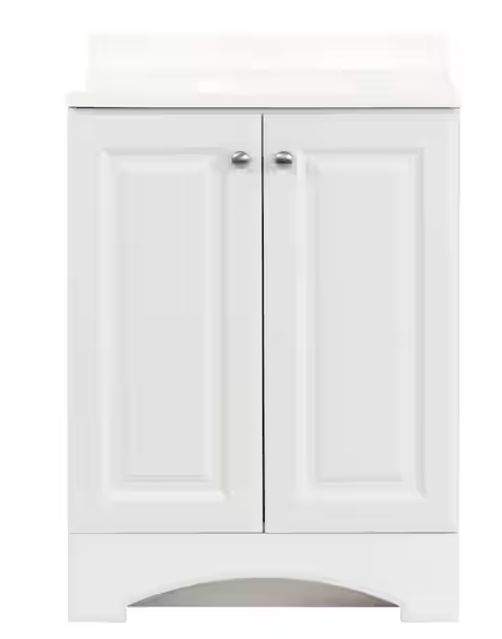 25 in. Single Sink White Bath Vanity with Cultured Marble Top (Assembled)
