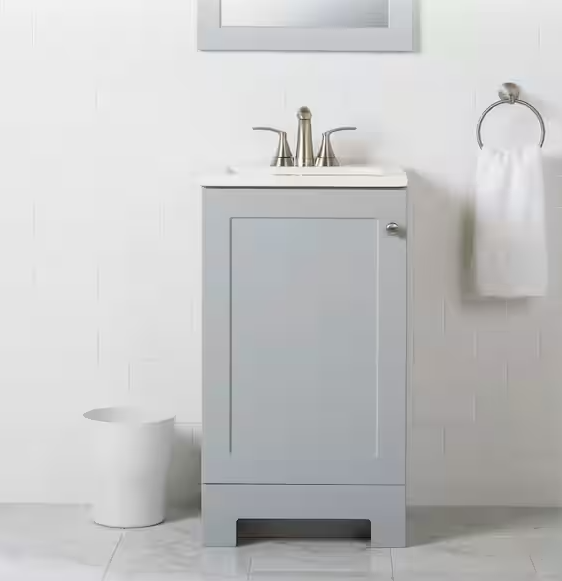 19 in. Single Sink Pearl Gray Bath Vanity with White Cultured Marble Top (Assembled)