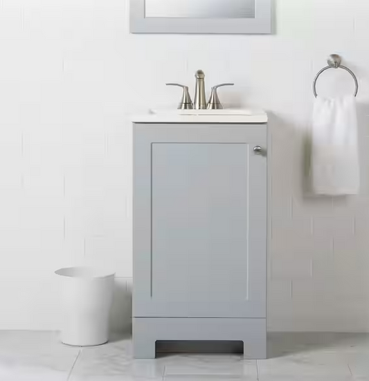 19 in. Single Sink Pearl Gray Bath Vanity with White Cultured Marble Top (Assembled)