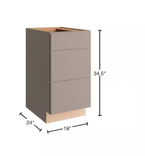 Courtland 18 in. W x 24 in. D x 34.5 in. H Assembled Shaker Drawer Base Kitchen Cabinet in Sterling Gray
