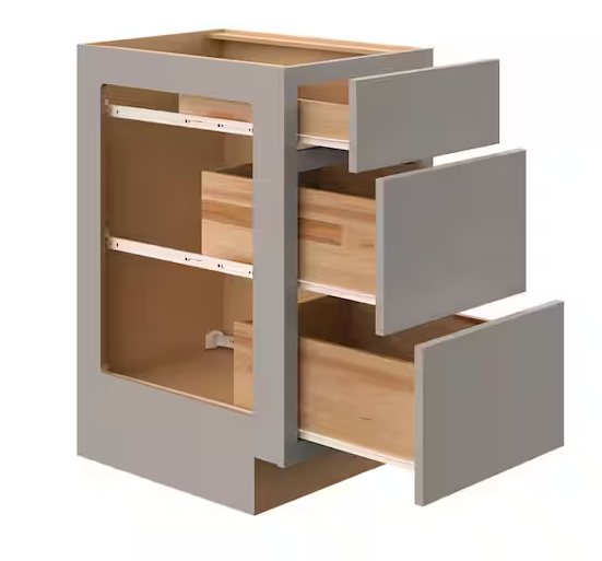 Courtland 18 in. W x 24 in. D x 34.5 in. H Assembled Shaker Drawer Base Kitchen Cabinet in Sterling Gray