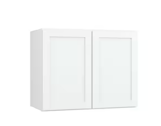 Courtland 30 in. W x 12 in. D x 18 in. H Assembled Shaker Wall Bridge Kitchen Cabinet in Polar White