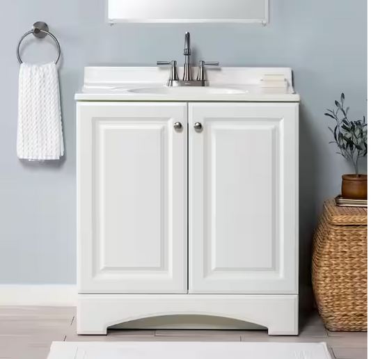 31 in. Single Sink White Bath Vanity with White Cultured Marble Top (Assembled)