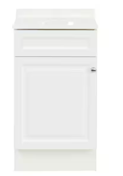 19 in. Single Sink White Bath Vanity with White Cultured Marble Top (Assembled)