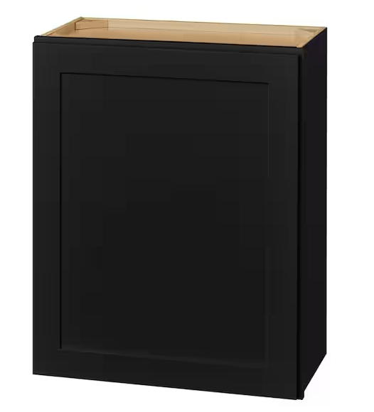 Avondale 24 in. W x 12 in. D x 30 in. H Ready to Assemble Plywood Shaker Wall Kitchen Cabinet in Raven Black