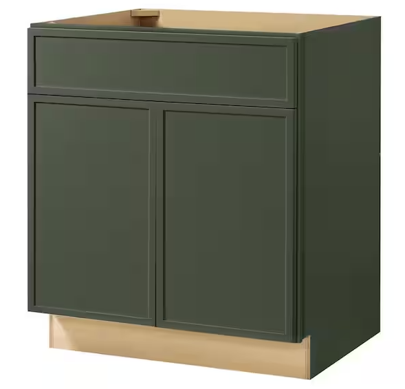 Leyton 30 in. W x 24 in. D x 34.5 in. H Ready to Assemble Plywood Slim Shaker Base Kitchen Cabinet in Fern Green