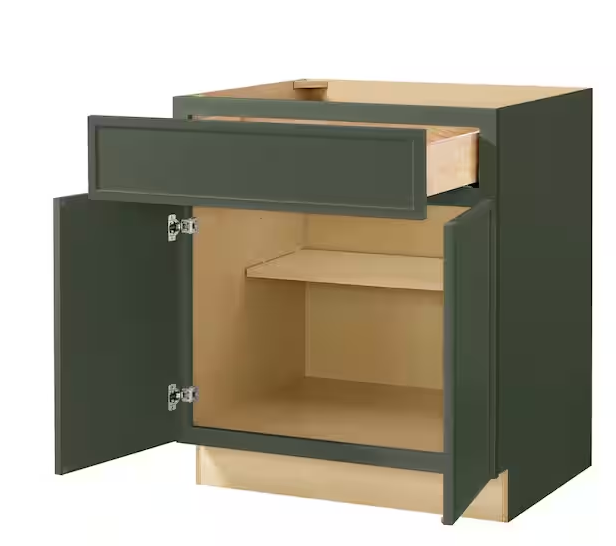 Leyton 30 in. W x 24 in. D x 34.5 in. H Ready to Assemble Plywood Slim Shaker Base Kitchen Cabinet in Fern Green