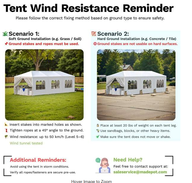 10 ft. x 30 ft. White Party Tent with Removable Sidewalls and Waterproof