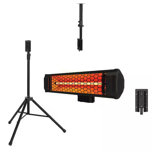 Tradesman 1500-Watt Electric Indoor/Outdoor Quartz Infrared Portable Space Heater w/Tripod Wall and Ceiling Mount, Black