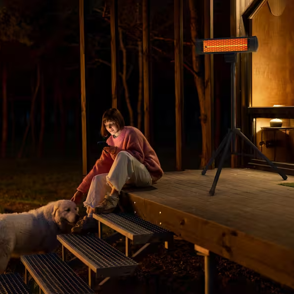 Tradesman 1500-Watt Electric Indoor/Outdoor Quartz Infrared Portable Space Heater w/Tripod Wall and Ceiling Mount, Black