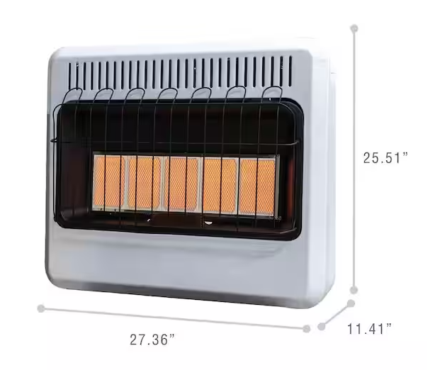 30,000 BTU Vent Free Radiant Natural Gas or Propane Dual Fuel Space Heater
