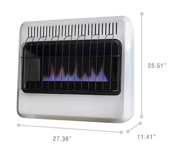 30,000 BTU Vent Free Blue Flame Natural Gas or Propane Dual Fuel Space Heater