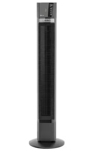 48 in. Xtra Air 4-Speed Tower Fan in Black with Carry Handle, Oscillating, Remote Control, Nighttime Setting, Timer