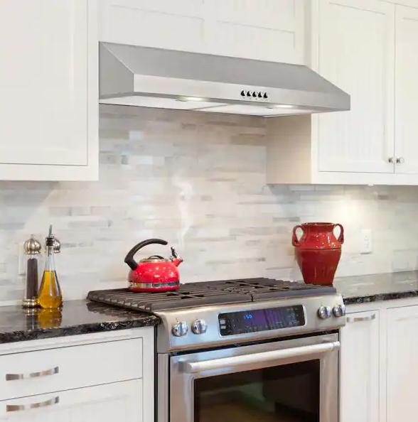 Caprelo 30 in. 320 CFM Convertible Under Cabinet Range Hood in Stainless Steel with LED Lighting and Charcoal Filter