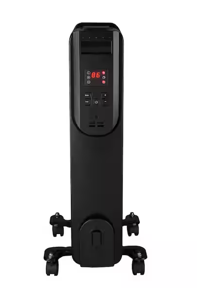 1500-Watt Black Indoor Electric Oil-Filled Radiator Convection Radiant Space Heater with Remote Control for Living Space