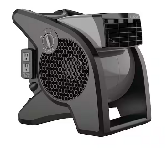 Pivoting 11.2 in. 3 Speed High Velocity Blower Fan for Home, Job Site in Gray, 375 CFM, 2 120V Outlets, Circuit Breaker