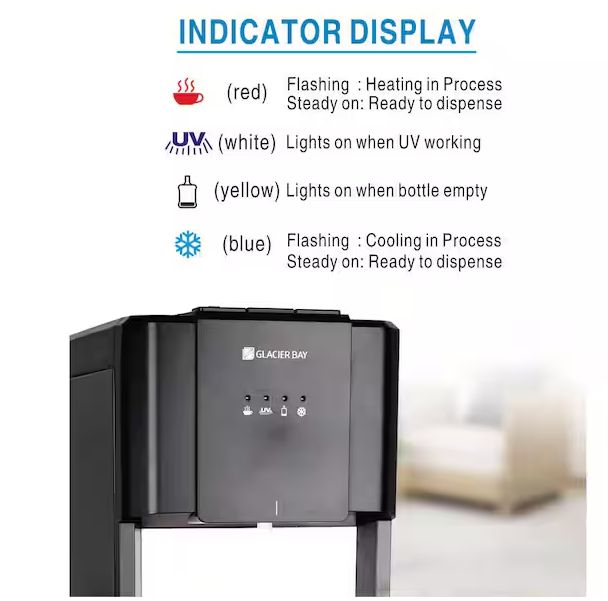 Matte Black and Stainless Steel Bottom Load Water Dispenser