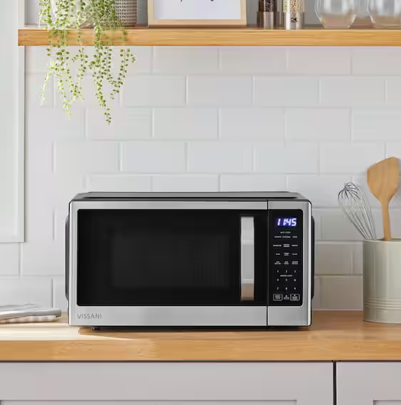 21 in. 1.1 cu. ft. 1000-Watt Countertop Microwave Oven in Fingerprint Resistant Stainless Steel and Bar handle