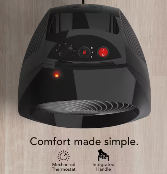 VH240 1500-Watts Black Indoor Electric Fan Space Heater with Advanced Safety Features