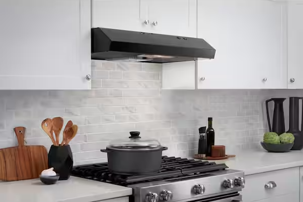 Arno 30 in. 240 CFM Convertible Under Cabinet Range Hood in Black with Lighting and Charcoal Filter
